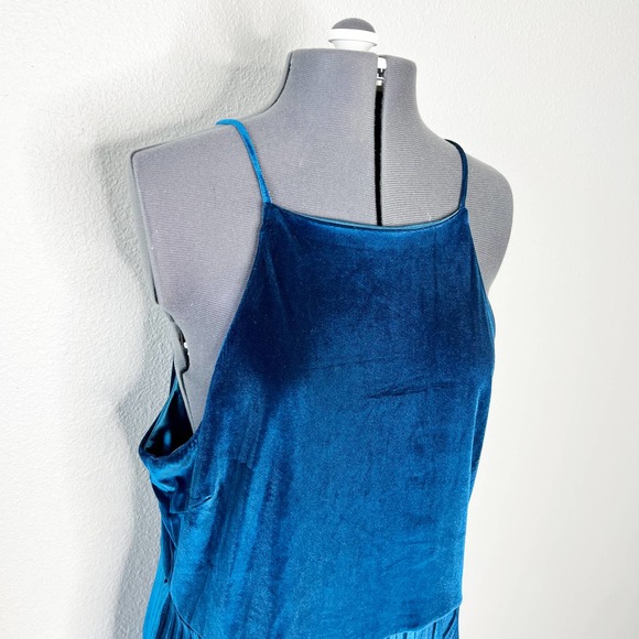 Chelsea28 Blue Velvet Sleeveless High Neck Dress Women's Size X-Large XL - Picture 2 of 10